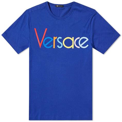 versace logo embroidered multi color tee|Versace copy shirts.